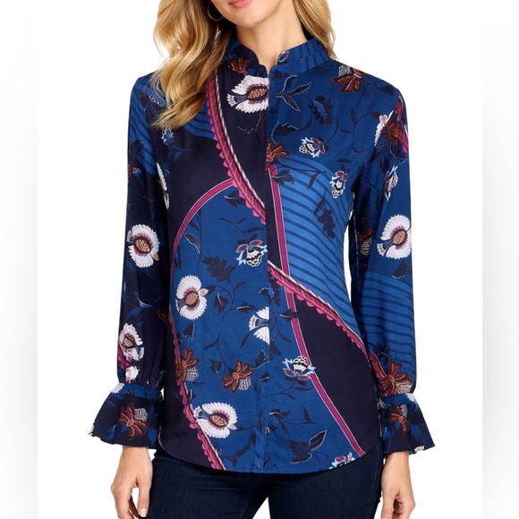 Ann Taylor Tops - Ann Taylor Floral Popover Long Sleeve Blouse Size M